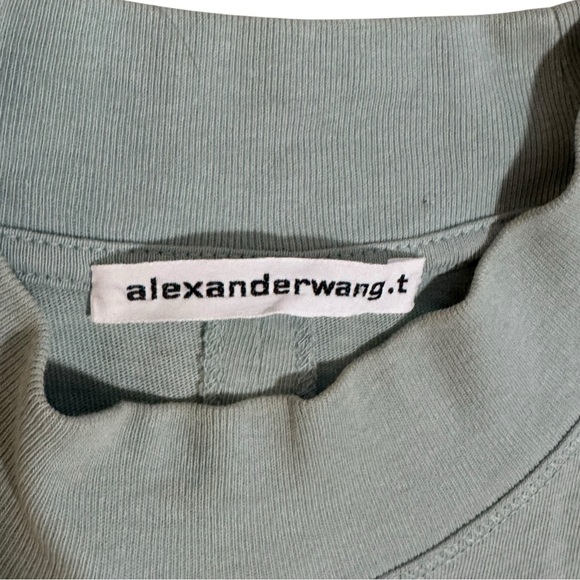 Alexander Wang ruched side mock neck‎ teal jersey mini dress Sz S/M - Picture 11 of 14